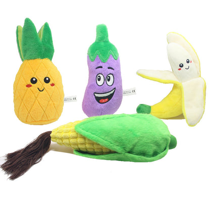 Pet Plush Sound Toys Fruits and Vegetables Dogs and Cats Educational Toys Supplies Cactus, Corn, Eggplant