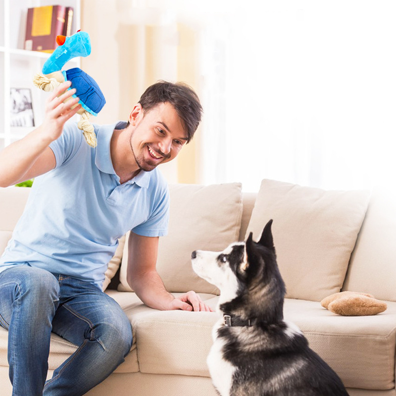 Pet dog plush toys sound interactive bite resistant grind teeth bite rope to relieve stress large dog toys for puppies